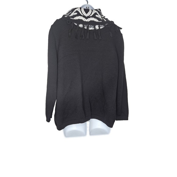 Black Southwestern Fringe Shawl Collar Sweater Boho Western S/M Boho Western - Picture 2 of 6